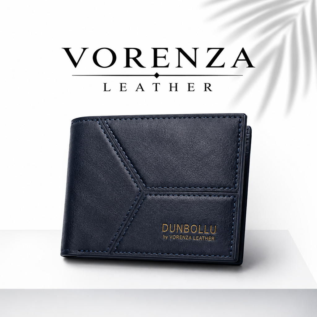 Men's Leather Bi-Fold Wallet – Midnight Blue Classic
