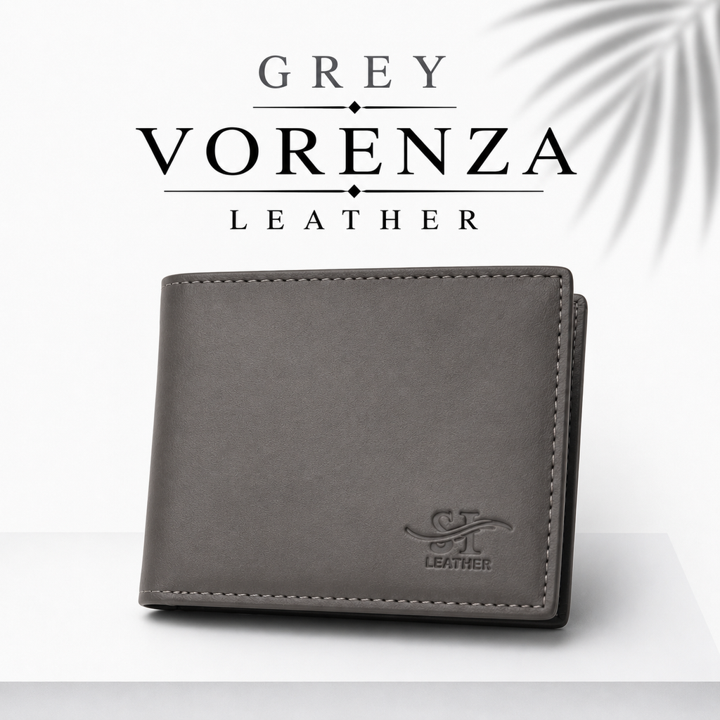 Vorenza Leather Men's Premium Bifold Wallet – Grey