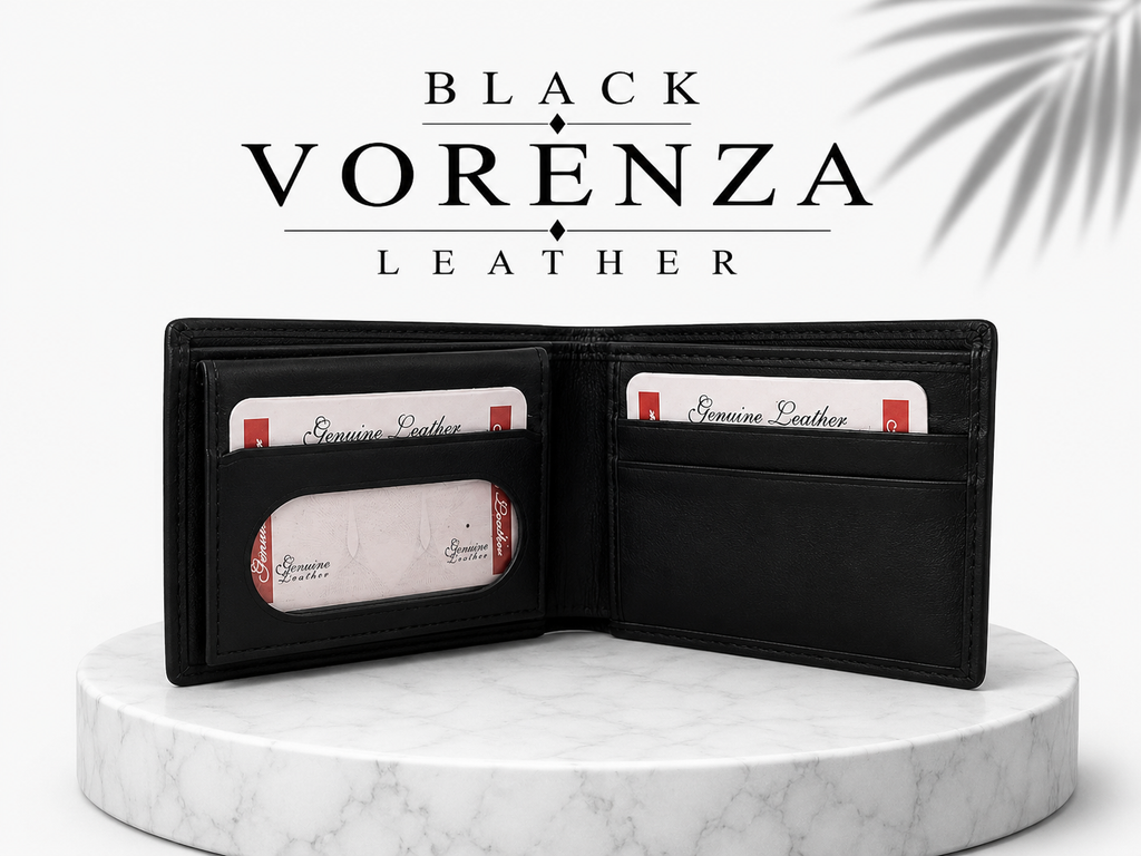Vorenza Leather Men's Premium Bifold Wallet Black